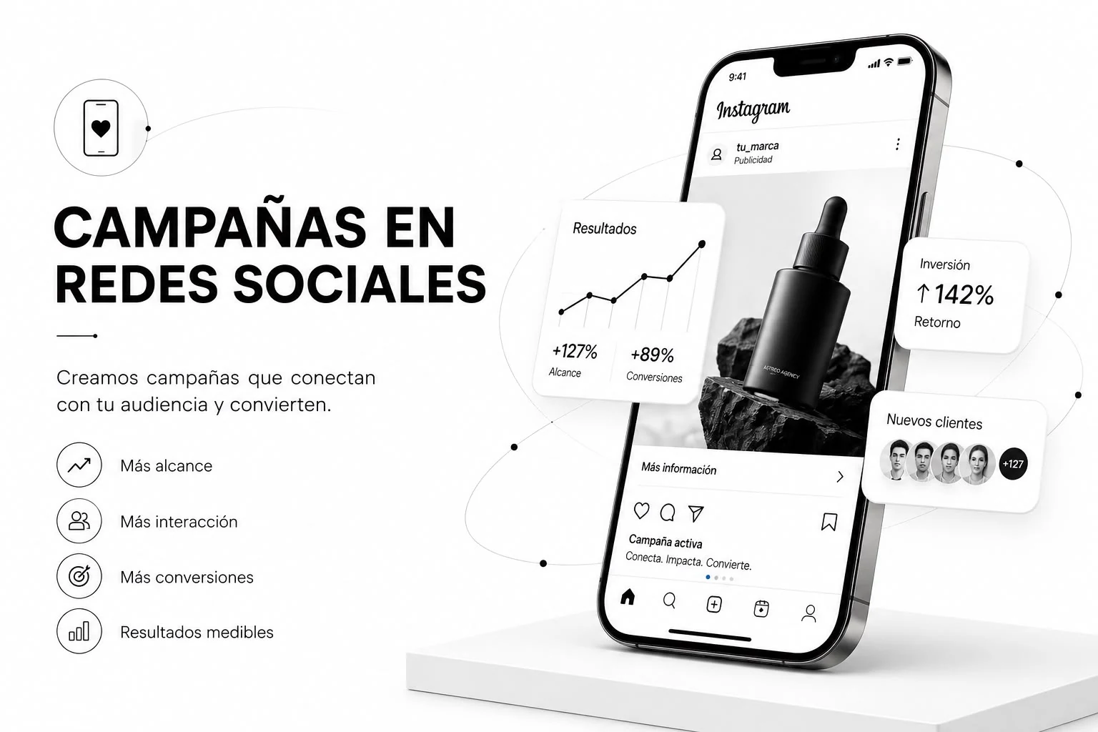 Campañas de publicidad en Instagram, Facebook, TikTok y YouTube: más alcance, más interacción, más conversiones, resultados medibles.